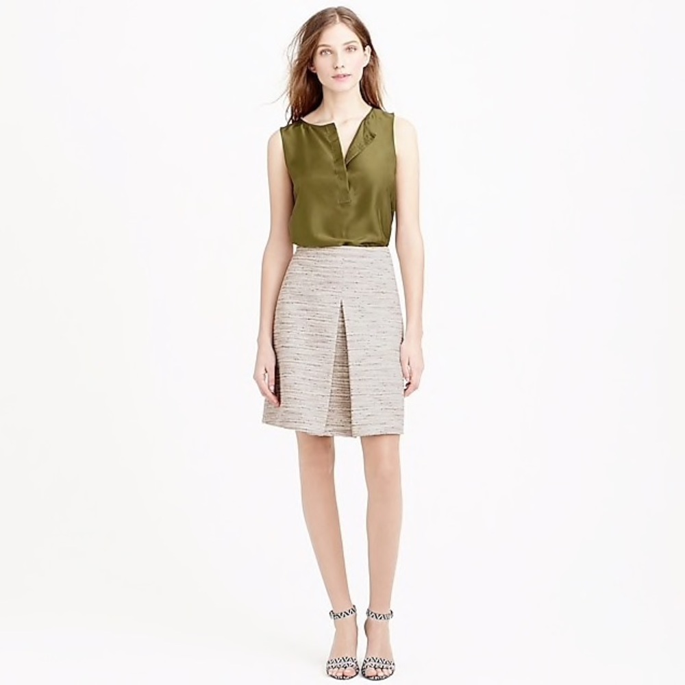 NWT JCrew Box Pleat Skirt in Pink Peppercorn Tweed